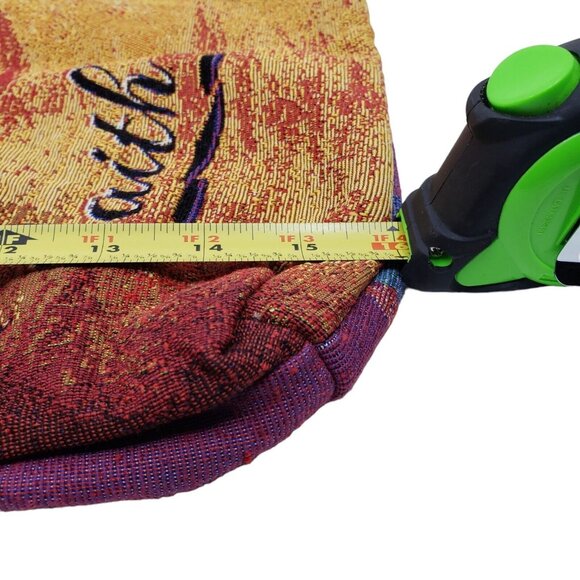 Walk By Faith Woven Tote Hand Bag Multicolored Zip Closure Red Orange 16 in NWT - Picture 8 of 10